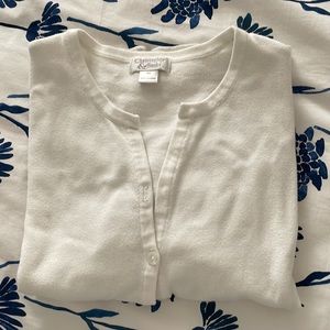 White summery sweater, three quarter sleeves.  Size XL